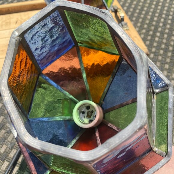 36-(VHD) Vintage. Stained Glass. Hanging. Lamps. - Picture 7 of 10